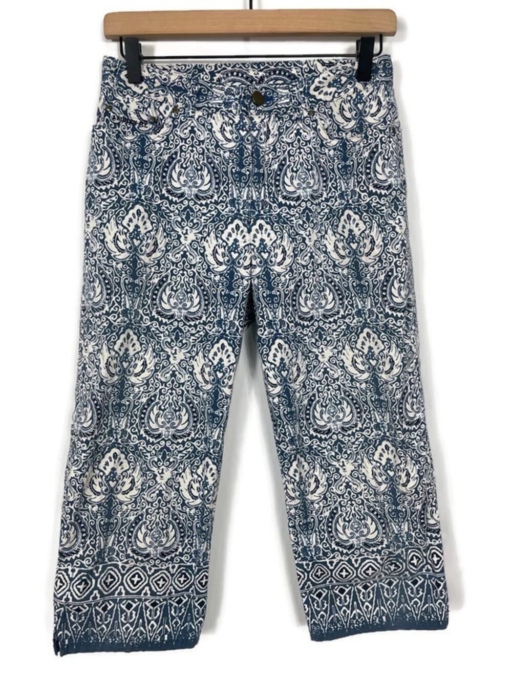 Lauren Ralph Lauren Blue Scroll Print Capri Cropped Pants Size 6P